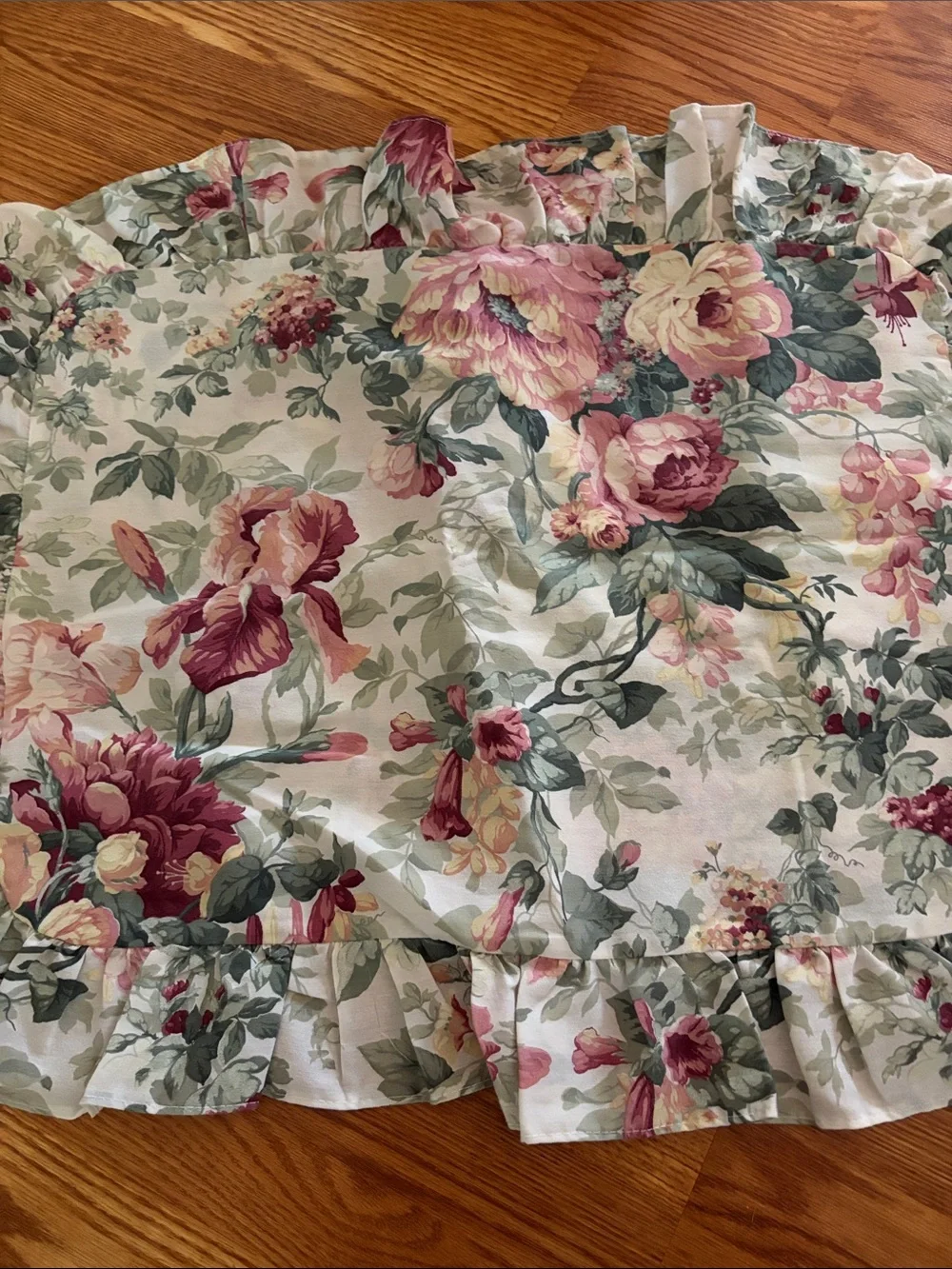 Floral Ruffled Pillow Shams in Pink & Green - Classic Home Accent